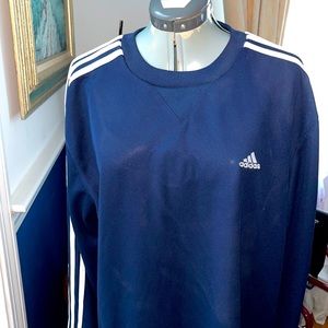 NWOT! Adidas Men’s Long Sleeve Crewneck Shirt. Navy. Open bottom
